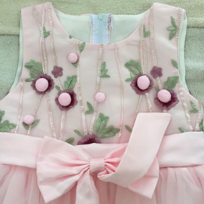 Dress pesta anak remaja 4-12th pink tosca biru import gaun mewah bordi