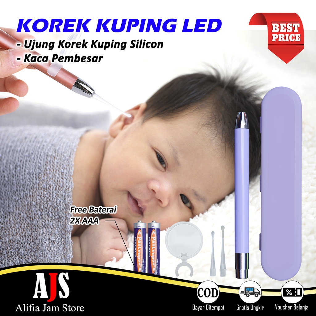 Korek Kuping LED Anak Bayi Silicon Kaca Pembesar Alat Pembersih Kotoran Telinga Anak Bahan Lentur