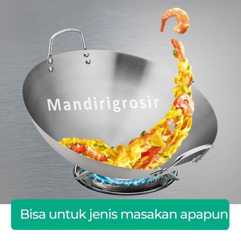 Wajan Tebal* Kuali Stainless* Penggorengan Masak* Anti Lengket Serbaguna