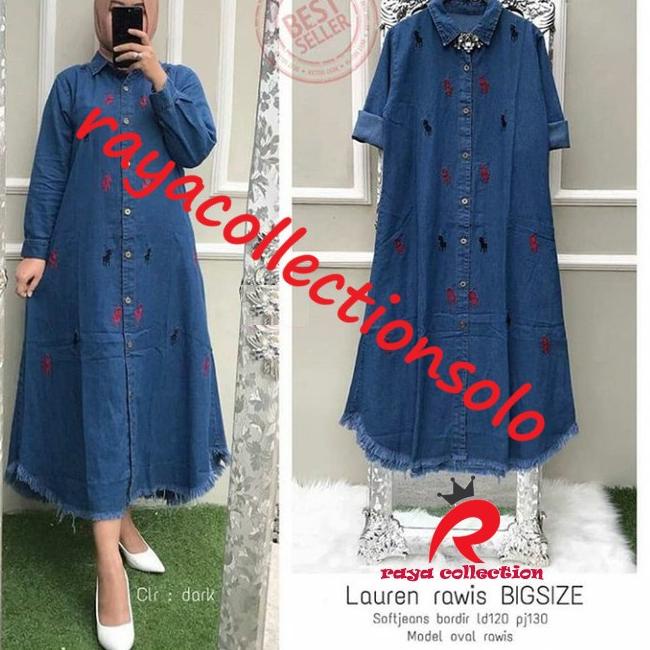 {FRA.08Ma23ᴷ} LAUREN RAWIS LONG TUNIK JUMBO JEANS / LAUREN RAWIS BIGSIZE / TUNIK JEANS RAWIS ORI SF