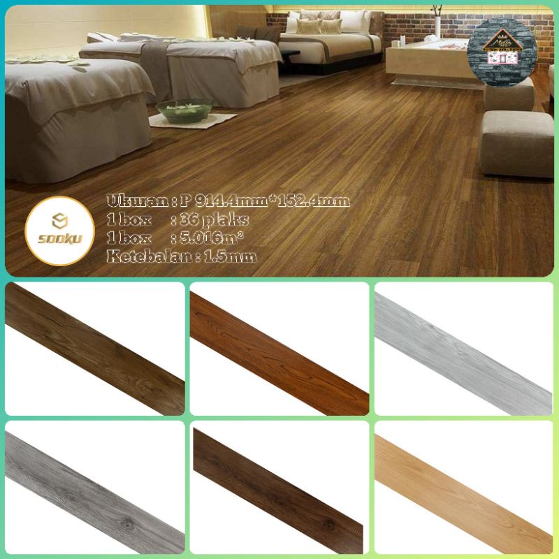 Vinyl Lantai/Flooring Stiker 914.4mm*152.4mm