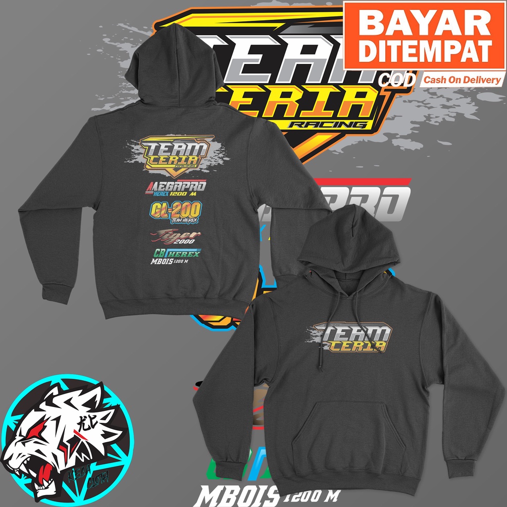JAKET HOODIE RACING TEAM CERIA MEGAPRO GL CB TIGER BIG SIZE JUMBO HOODIE HEREX TEAM CERIA COWOK CEWE