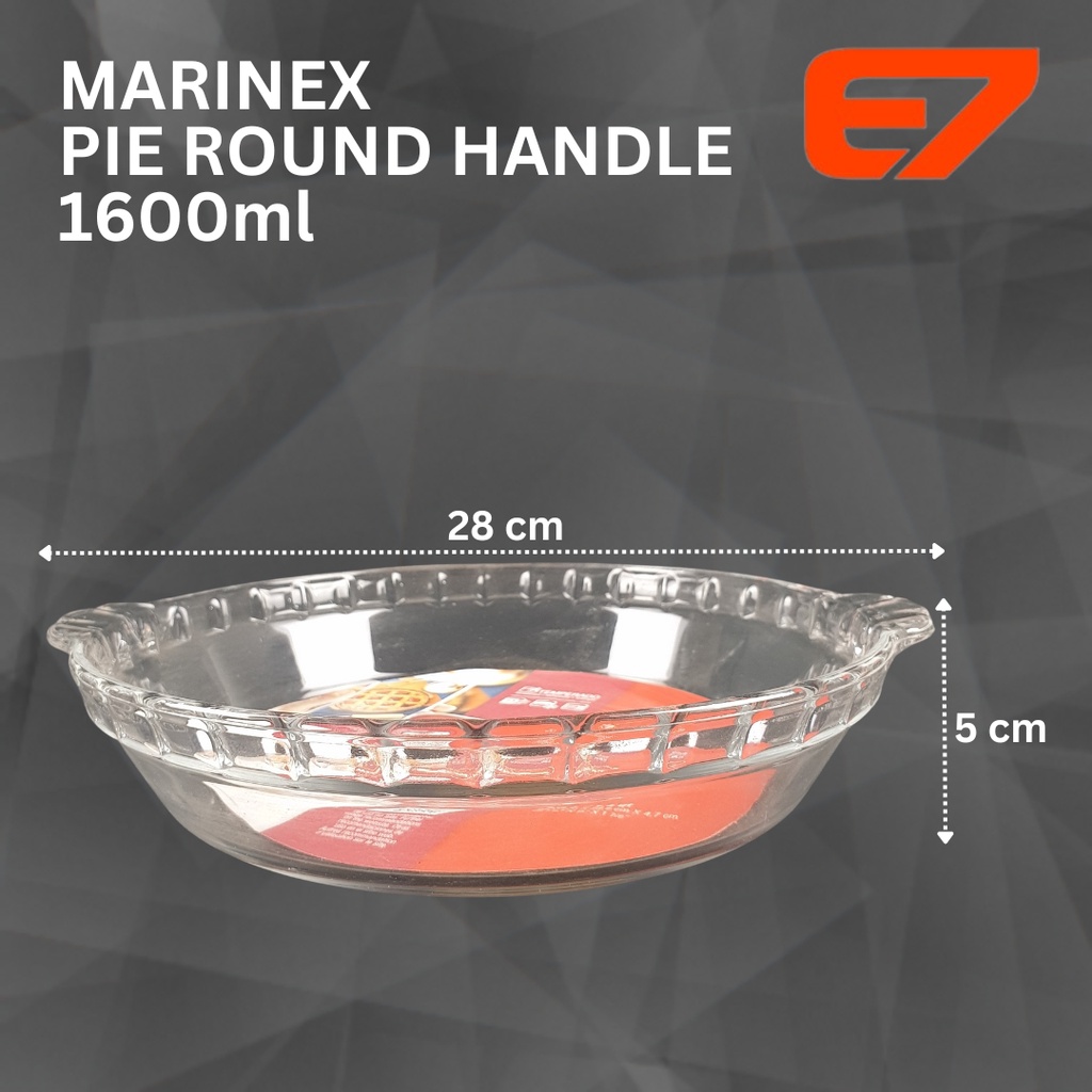 Marinex Pie Dish + Handle Baking Dish Piring Loyang Kaca 1600ml