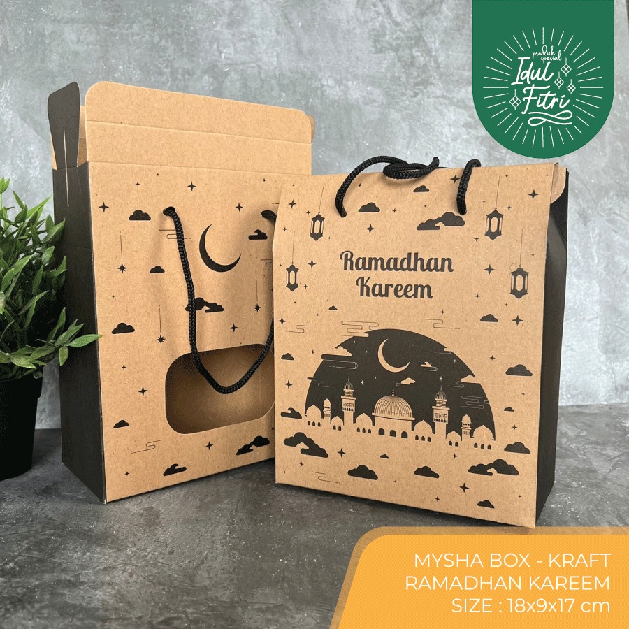 

[HARGA 10PCS] MYSHA Box : 18x9x17 cm / RAMADHAN KAREEM / Box lebaran / hampers