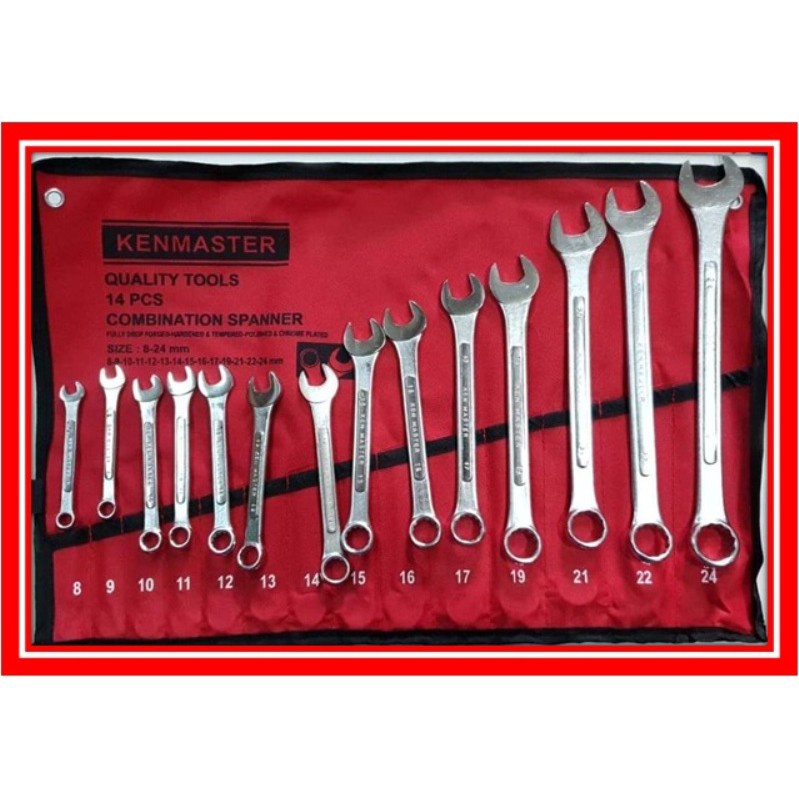 𝚔𝚎𝚗𝚖𝚊𝚜𝚝𝚎𝚛 11 𝙿𝙲𝚂 , kunci ring pas set / combination wrench  8-24 MM