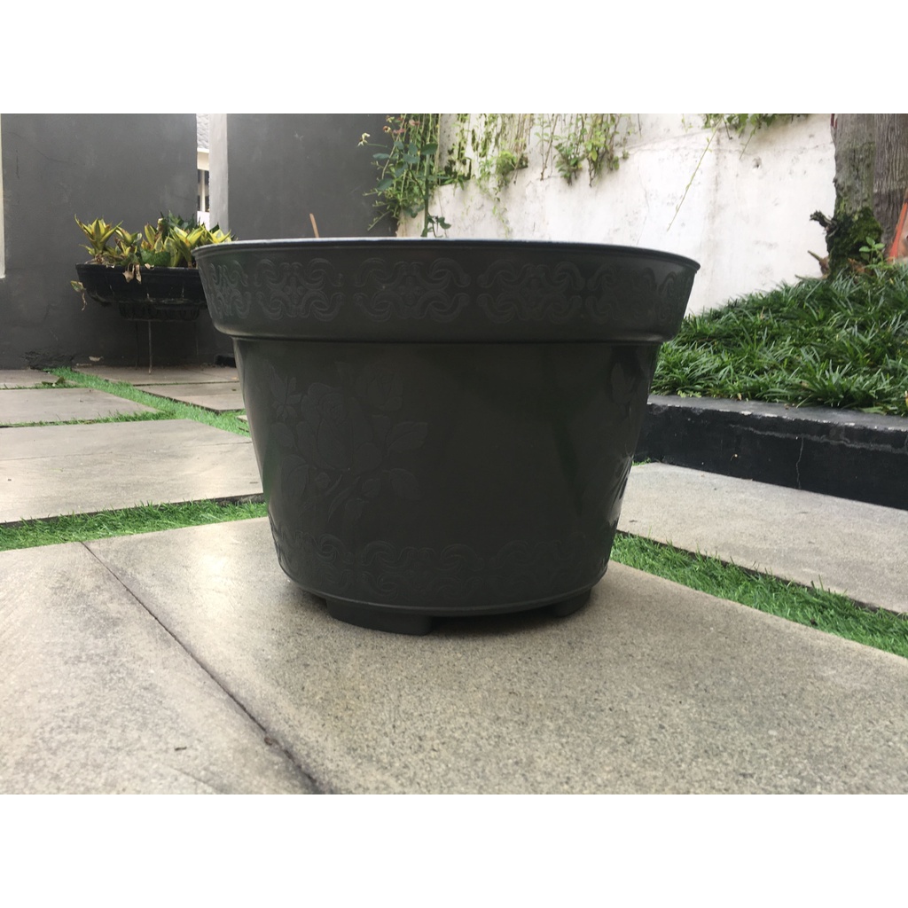 LUSIANAN Pot Bunga / Pot Tanaman / Pot Plastik uk 30 CM Hitam isi 12 PCS