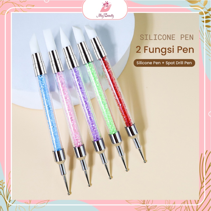 MSY  Set&amp;Pcs Kuas nailart 4d carving brush kuas kuku silikon/ donpen 2fungsi nail art tools