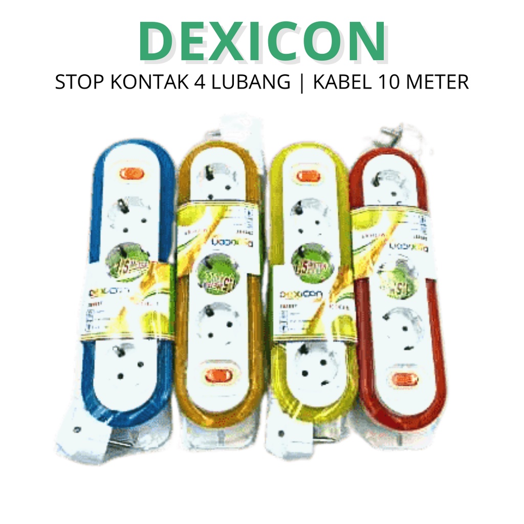 STOP KONTAK 4 LUBANG 10 METER DEXICON COLOKAN LISTRIK 4 LUBANG SAKELAR