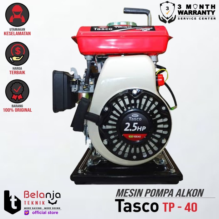 TASCO Pompa Air Bensin TP 40 Alkon 1.5 Inch PLUS Converter 1 Inch 4tak