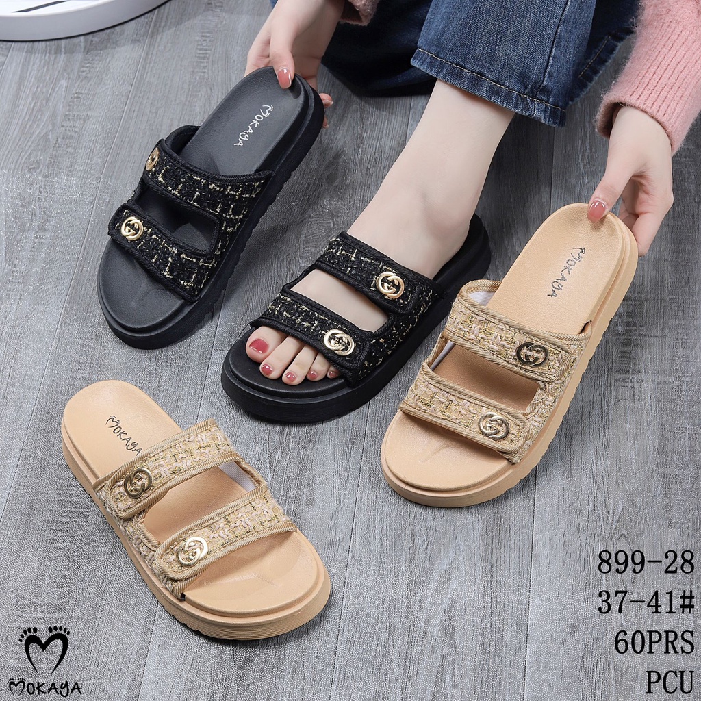 Sandal Wedges Jelly Wanita Korea Ban 2 Motif Rajut Knit Gesper CC  Keren Elegant Best Seller Kekinian Import Mokaya / Size 37-41 (8868-20/8868)