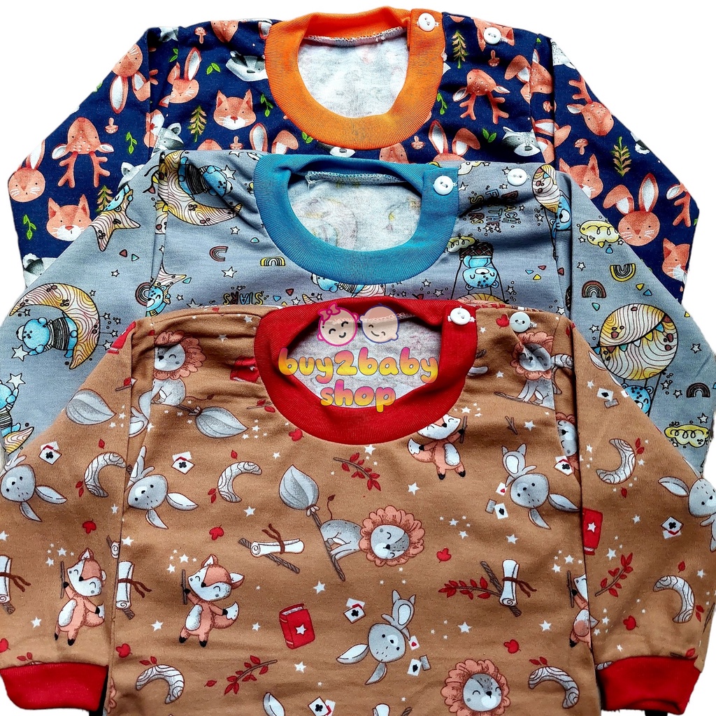 Kaos lengan panjang bayi Cico Miko Happy Jungle Series 0-12 Bulan 3 PCS