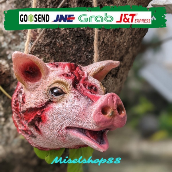 

Jual kepala babi dengan tali pig head properti halloween bahan latex Limited