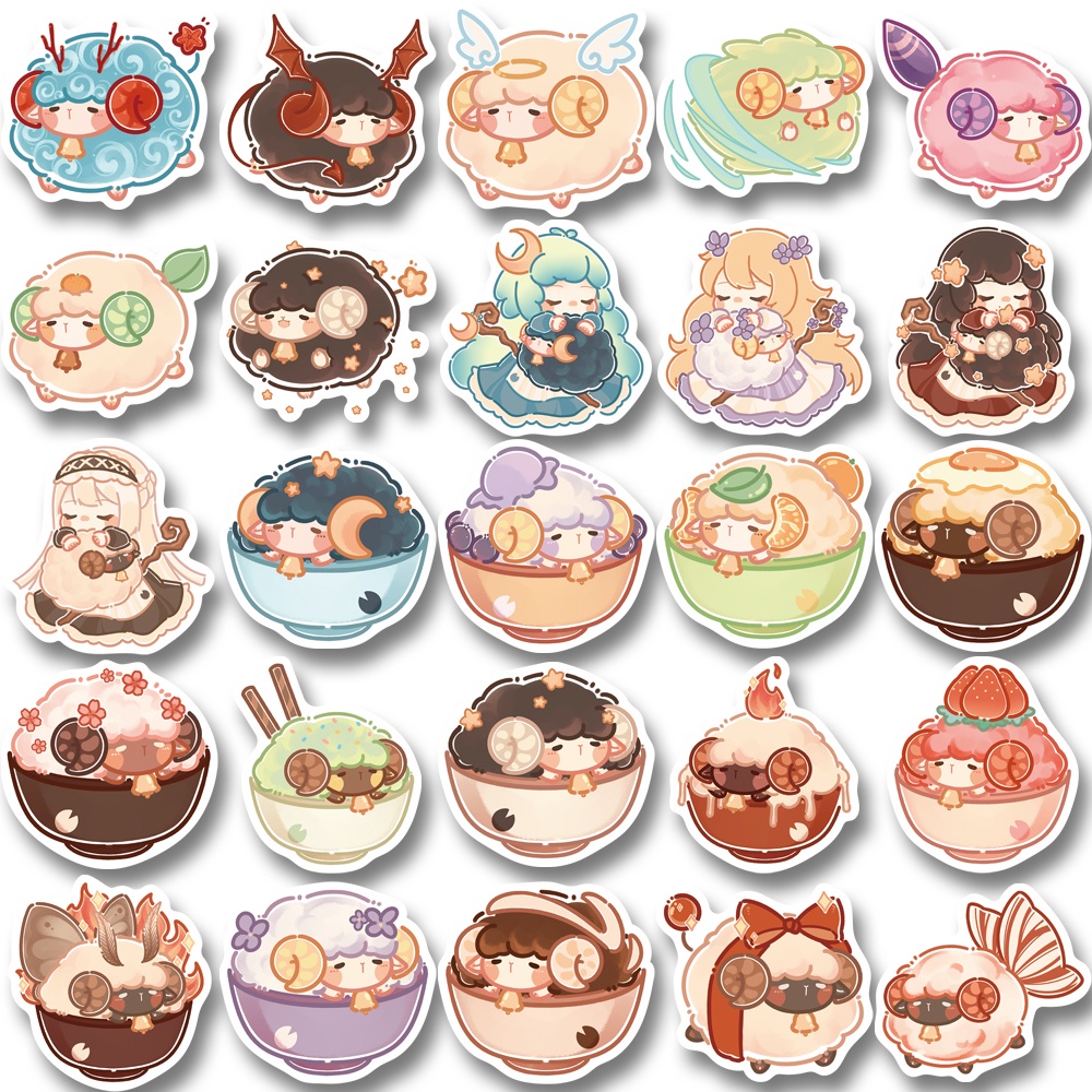 50pcs Magic Lamb Cute Cartoon Stickers Water Cup Mobile Phone Waterproof Decal