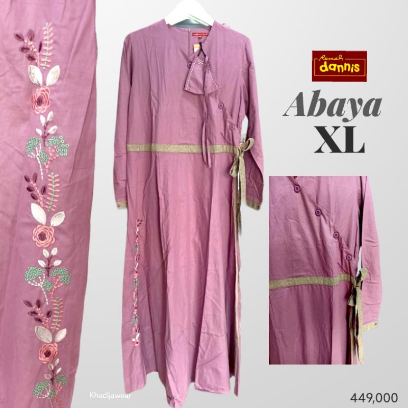 DANNIS Abaya XL Gamis Ibu [UNGU BORDIR BUNGA] Dewasa Katun premium colorful diskon Danis/Gamis Danni