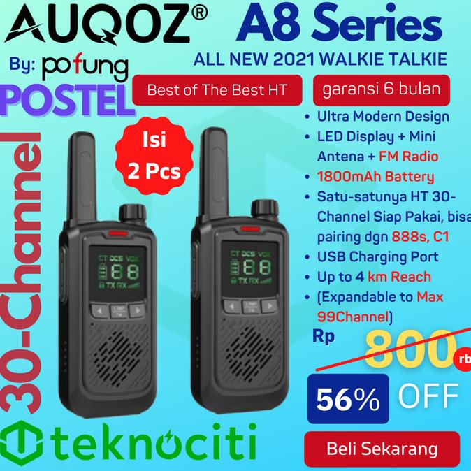AUQOZ A8 Handy Mini Walkie Talkie - Radio HT New 888s by Pofung