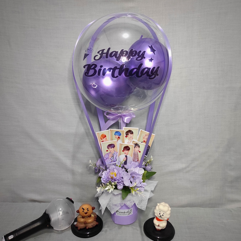 buket balon kpop all fandom, buket balon photocard custom
