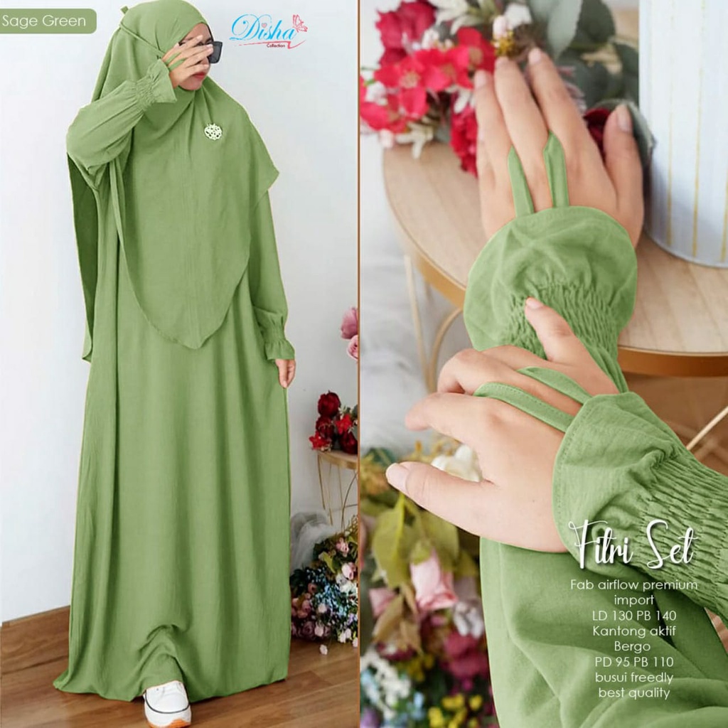 Gamis Syari Set Muslim Wanita Terbaru Elegan Mewah Polos Busui Ukuran M-XXL Sienna Ori Spassy