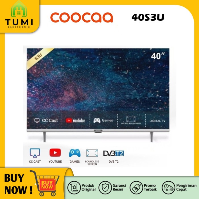 COOCAA SMART LED TV 40INCH OS COOLITA DVB/T2 WIFI YOUTUBE 40S3U