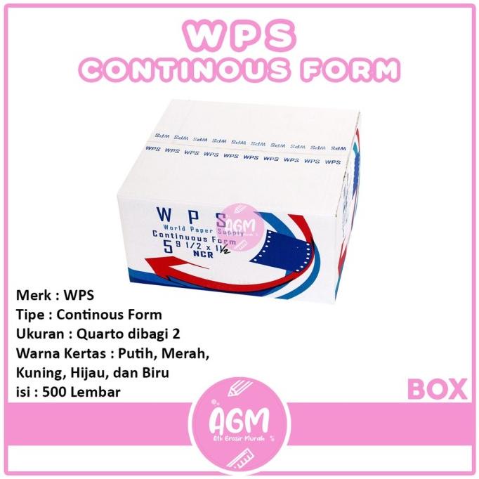 

Wps Continous Form 5 Ply 9 1/2 X 11/2 Ncr Ukuran Quarto - Per Box
