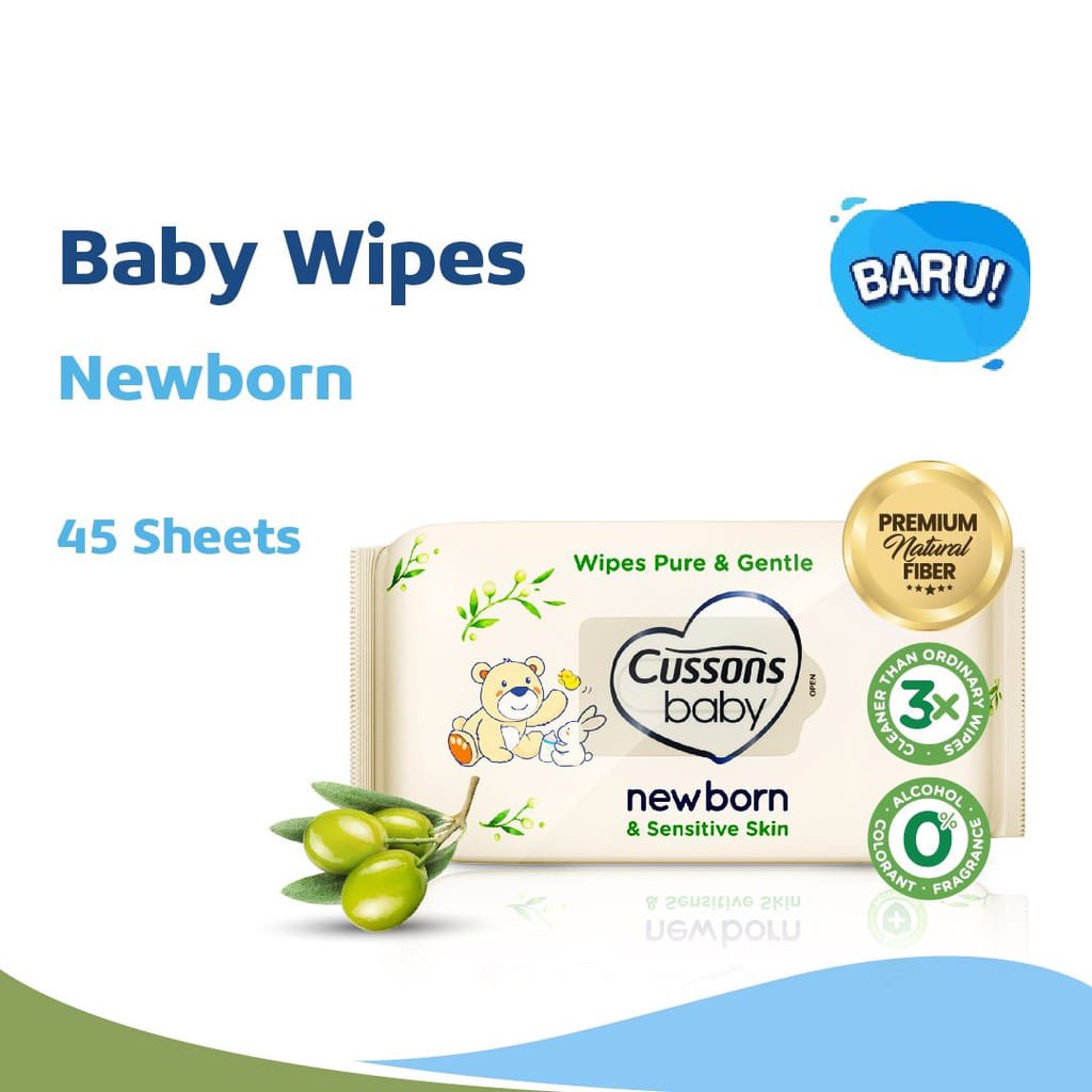 CUSSONS BABY Wipes Pure &amp; Gentle New Born 45's /Tisu basah bayi