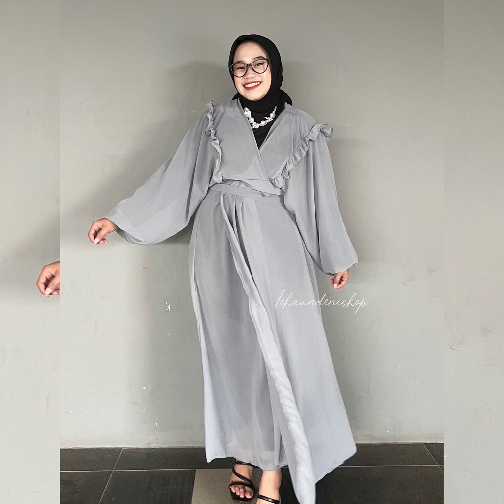 ICH - Lesya Long Outer Ruffle Jumbo Bahan Ceruty