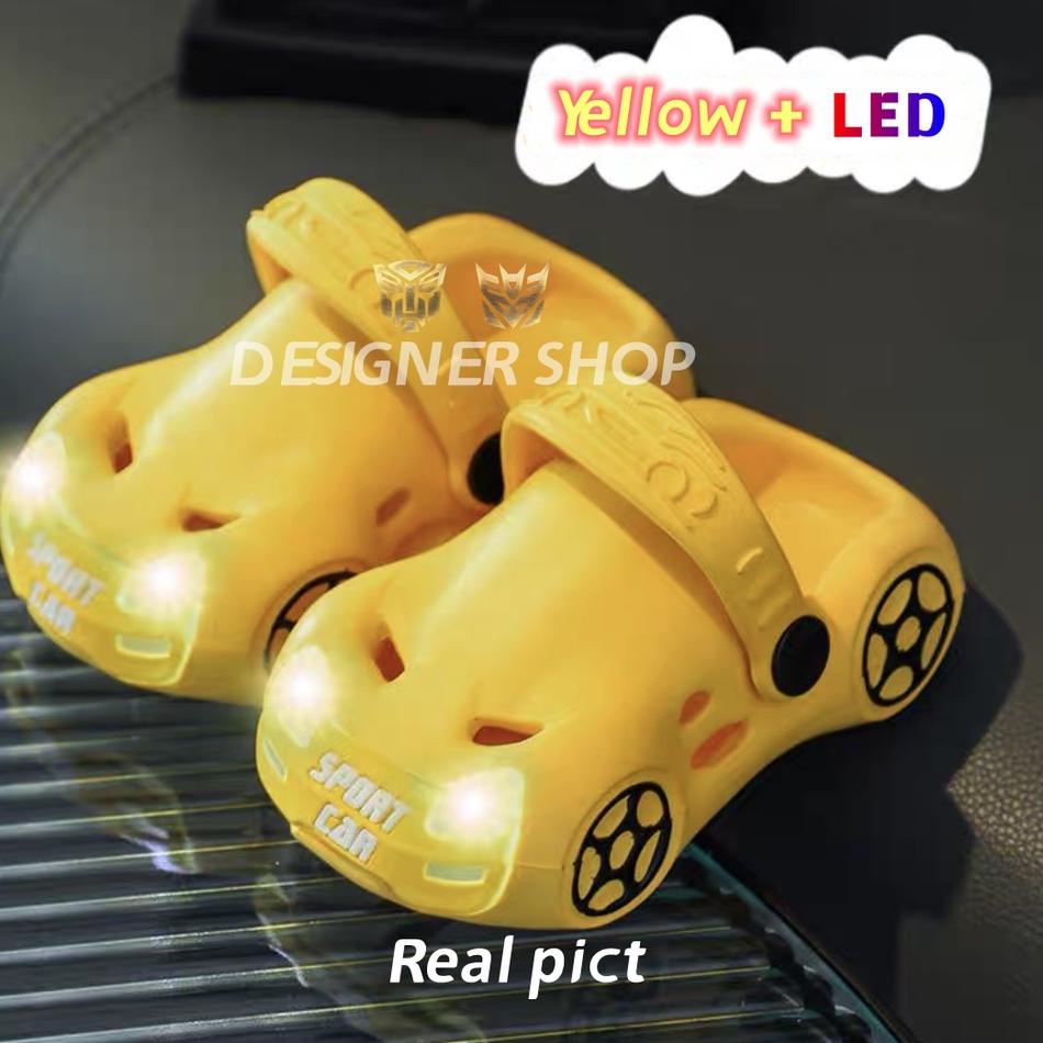 Ready Stok Sepatu Sandal Jelly Anak(Laki-Laki/Perempuan) Baim Crocs Lampu LED(Anti Air)