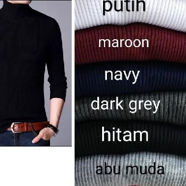 ☈ Rajut Pria Kerah Tinggi Bahan Tebal / sweater rajut / jaket rajut / atasan pria / baju pria / baju