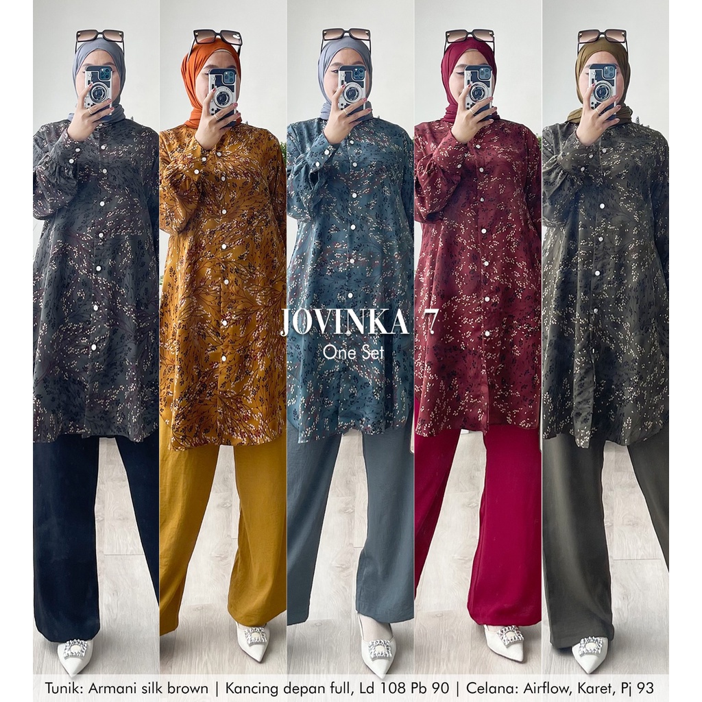 Zahira1808 Sale Cuci Gudang Jovinka 7 Set Tunik Kulot Bahan Baju Armani Silk Mix Celana Bahan Krinkl