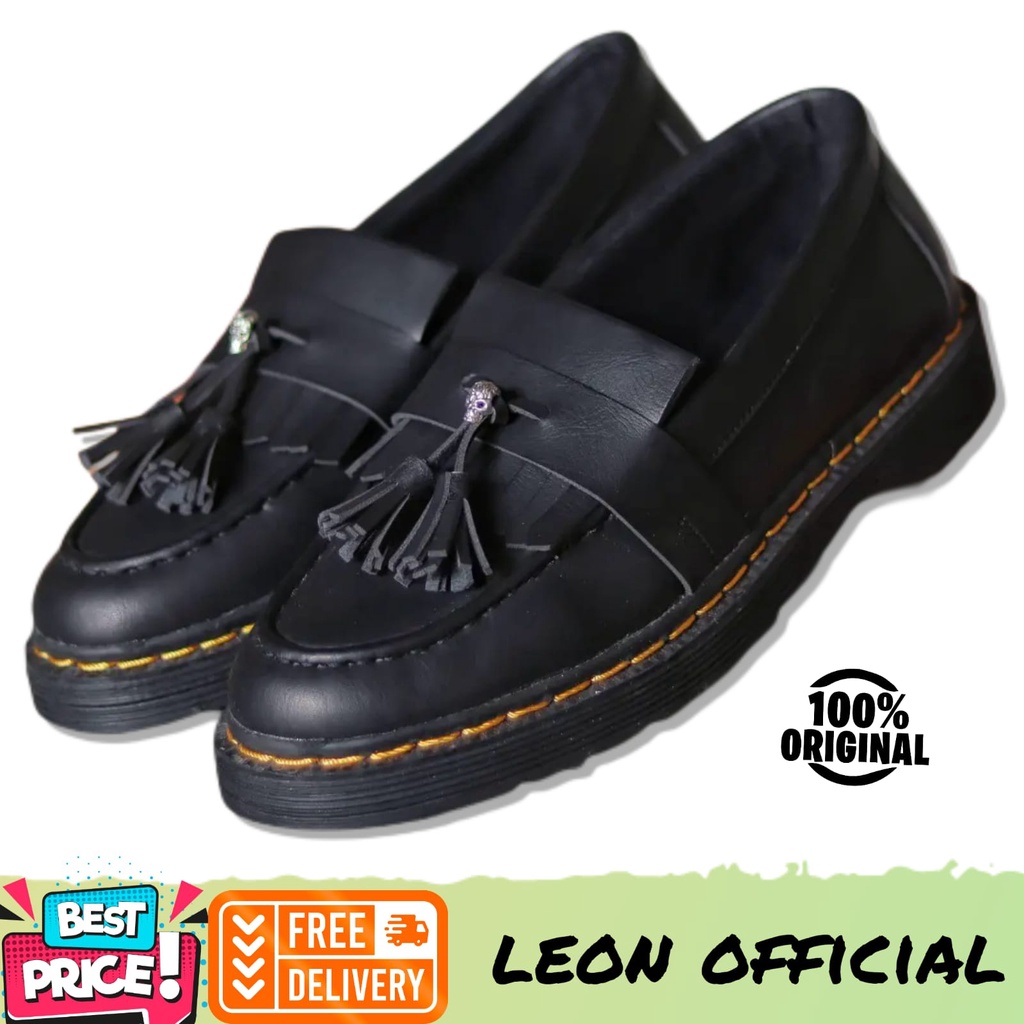 Sepatu Loafers Docmart Pria Dr Martens Skull Head Formal Kerja Original Pantofel Slip On Casual Tren