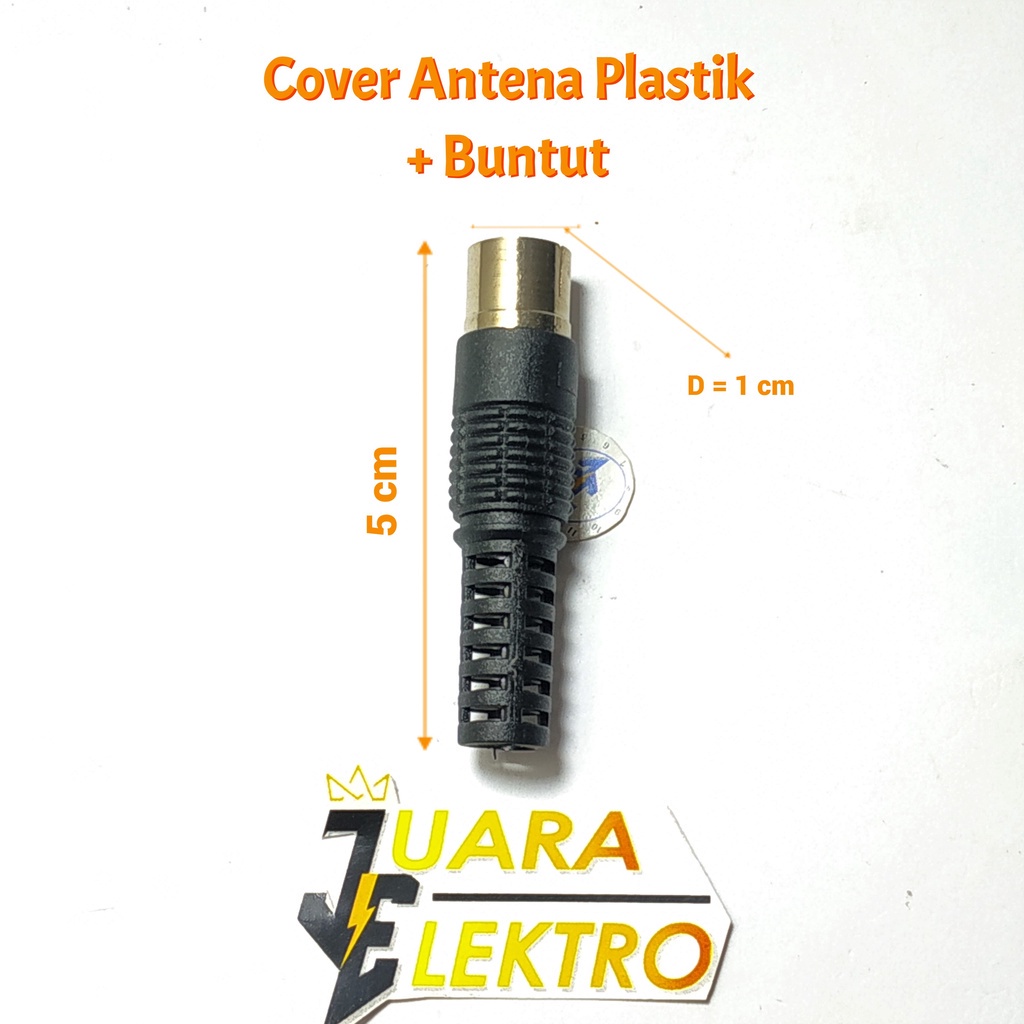 Cover Antena Plastik + Buntut | Jack Connector TV Antena Female Plastik Lurus + Buntut (Lubang Tengah)