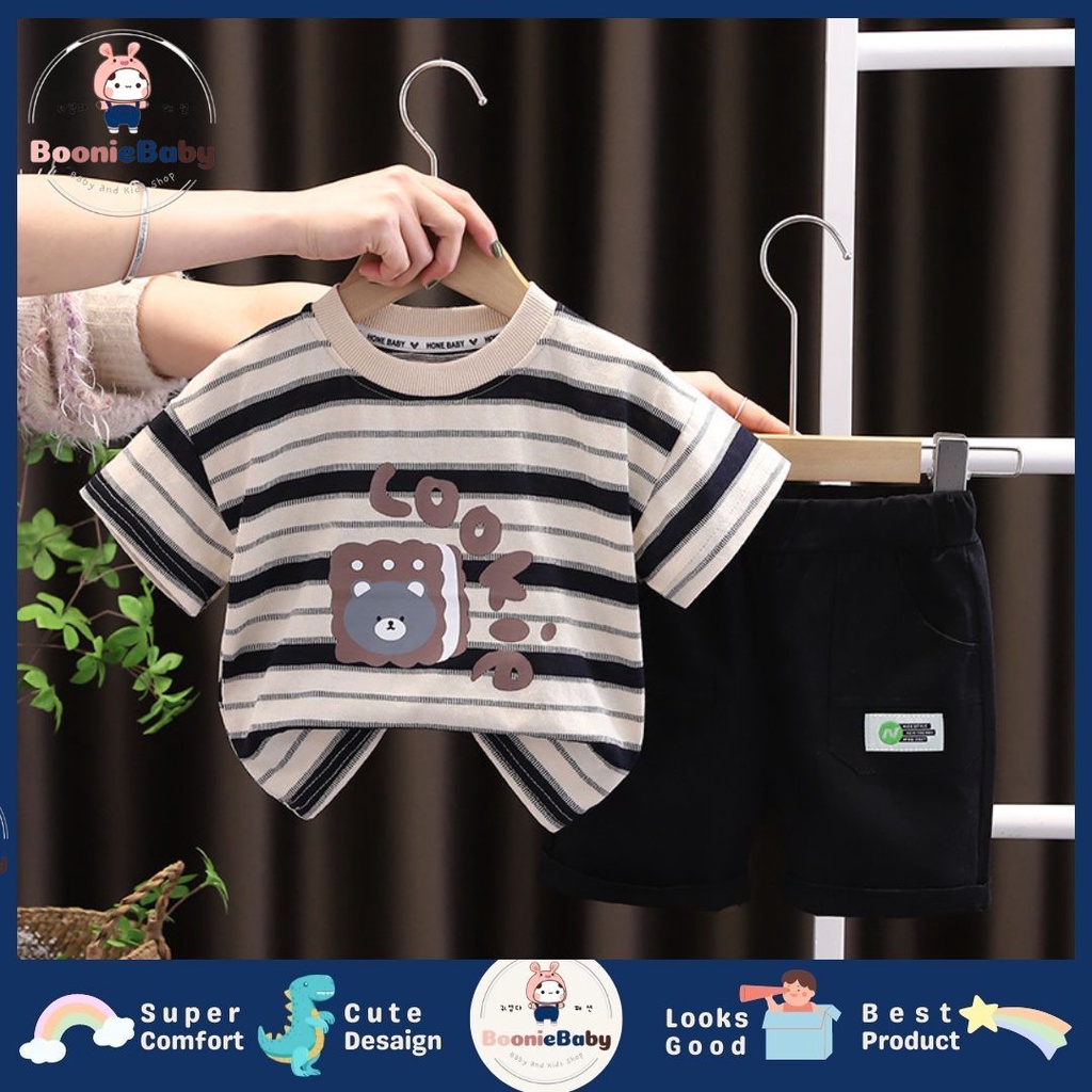 boonie -COD SET COOKIES EBV setelan kemeja anak laki laki import baju anak cowok impor kemeja anak cowok  import kemeja lengan pendek