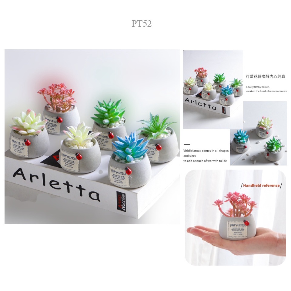 FYGALERY PT52 Pot Mini Tanaman Hias Bonsai 7 Varian Warna Warni Artificial Minimalis