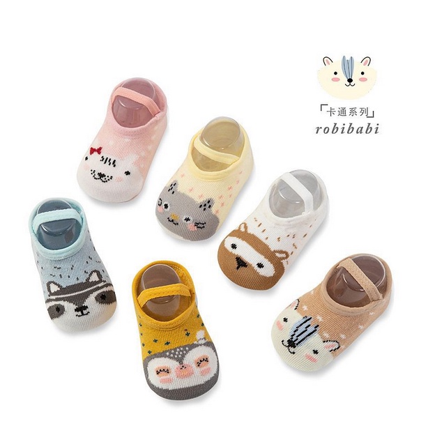 KS 12 | Kaos Kaki Ankle Dengan Strap Kuat Motif Kartun Hewan Gemesin Lucu Banget Bahan Katun Anti Slip untuk Bayi Premium