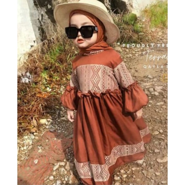 Gamis anak perempuan BATA premium shakila mix brukat malika free pashmina polos