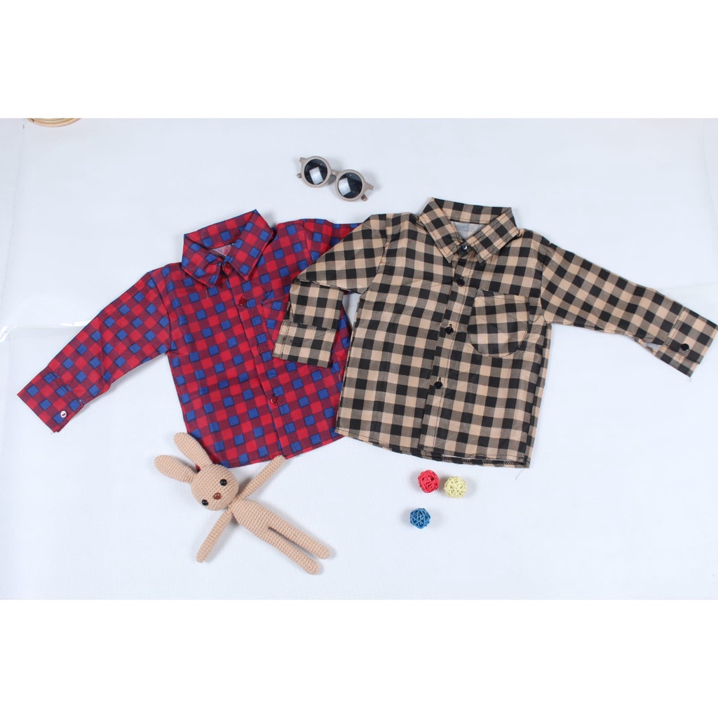 KEMEJA ANAK LAKI TARTAN / KEMEJA FORMAL UNISEX ANAK PREMIUM