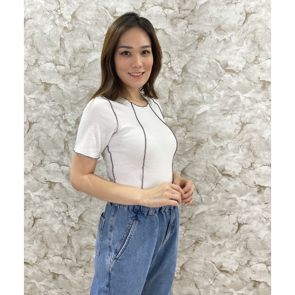 MODAVIE - ELDORA CROP TOP Baju Atasan Wanita Crop Kombinasi