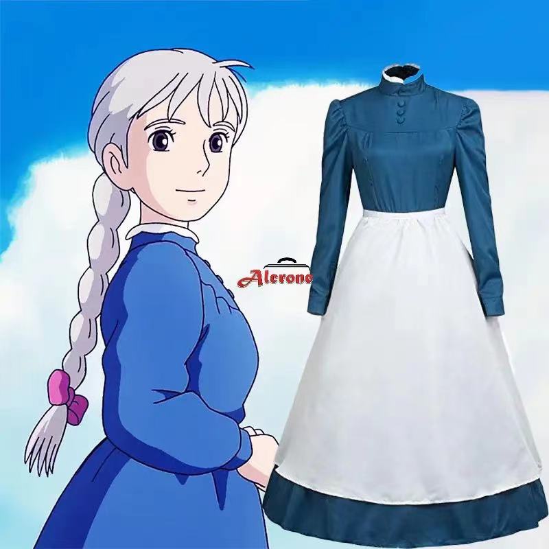 Sophie Hatter Dress Cosplay Howl's Moving Castle Cosplay Women Halloween Costume Long Dress
