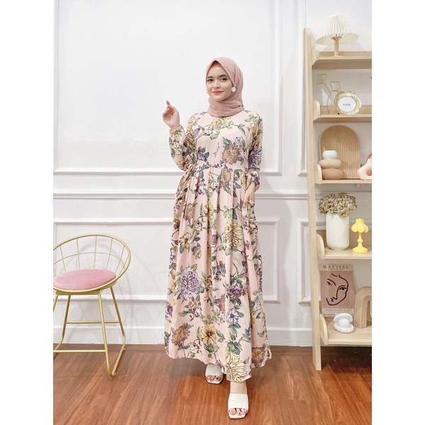 Gamis Terbaru RESELLER MILEA DASTER RUFFLE KANAYA E2D6 Kekinian Casual Wanita Terlaris Premium Bisa 
