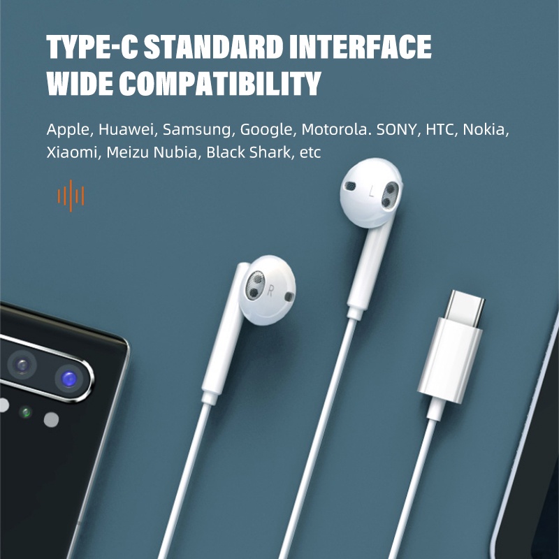 【COD】Viqoo Headset Music Earphone Lightning In ear Headset Handsfree Type-C Wired Earphone Mic-T77