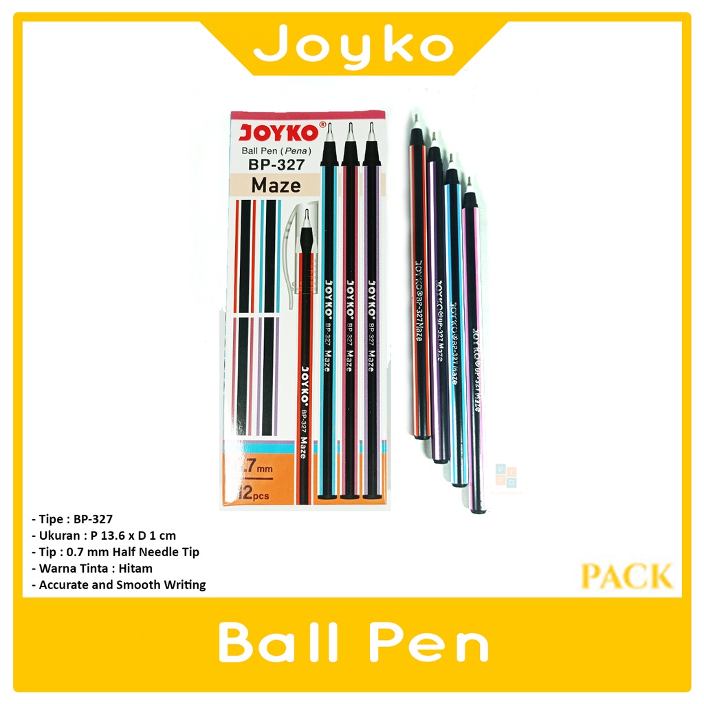 

JOYKO - Pulpen BP-327 BallpenMaze Tinta Hitam - Lusin