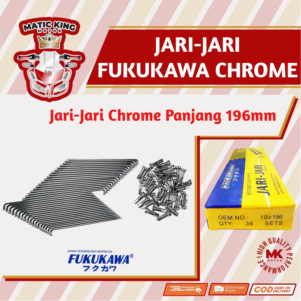 Jari jari Ruji ukuran 196 Honda Yamaha Kawasaki Suzuki Chrome Fukukawa