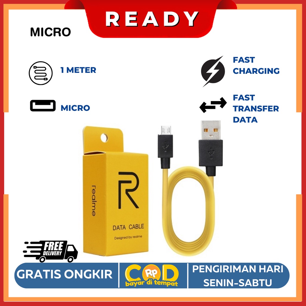 Kabel Data Micro dan Type C Realme Fast Charging 2.4A Realme 6 Realme 6pro