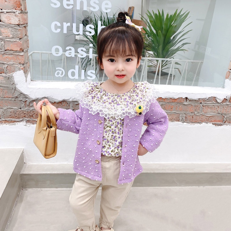 Setelan Anak Perempuan 4 in 1 / Setelan Anak Cewek Import / Set Baju Celana Anak Lucu / Baju Celana Outer Kardigan Anak Lembut Halus Nyaman