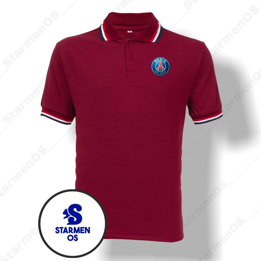 Kaos Wangki Polo T-Shirt Pria Kerah 3 List Logo PARIS PSG