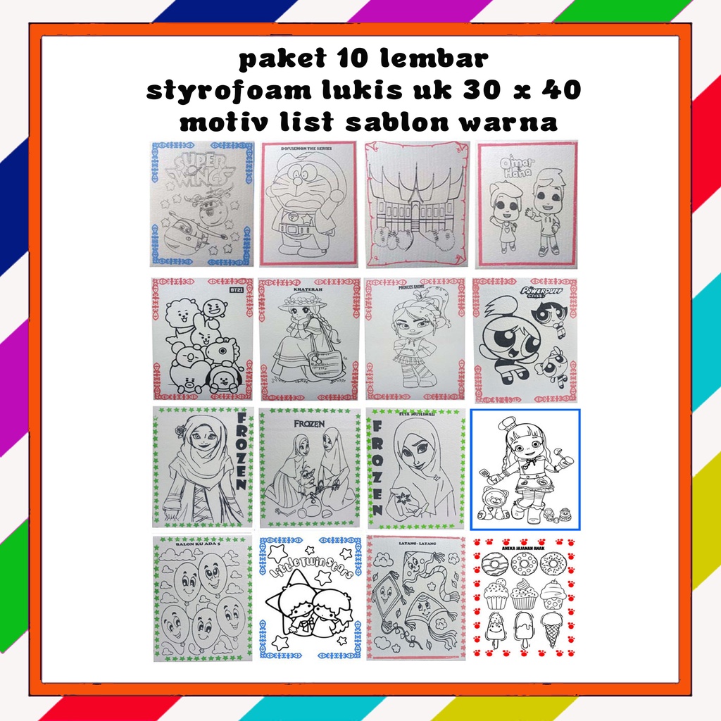

paket isi 10 pcs styrofoam lukis