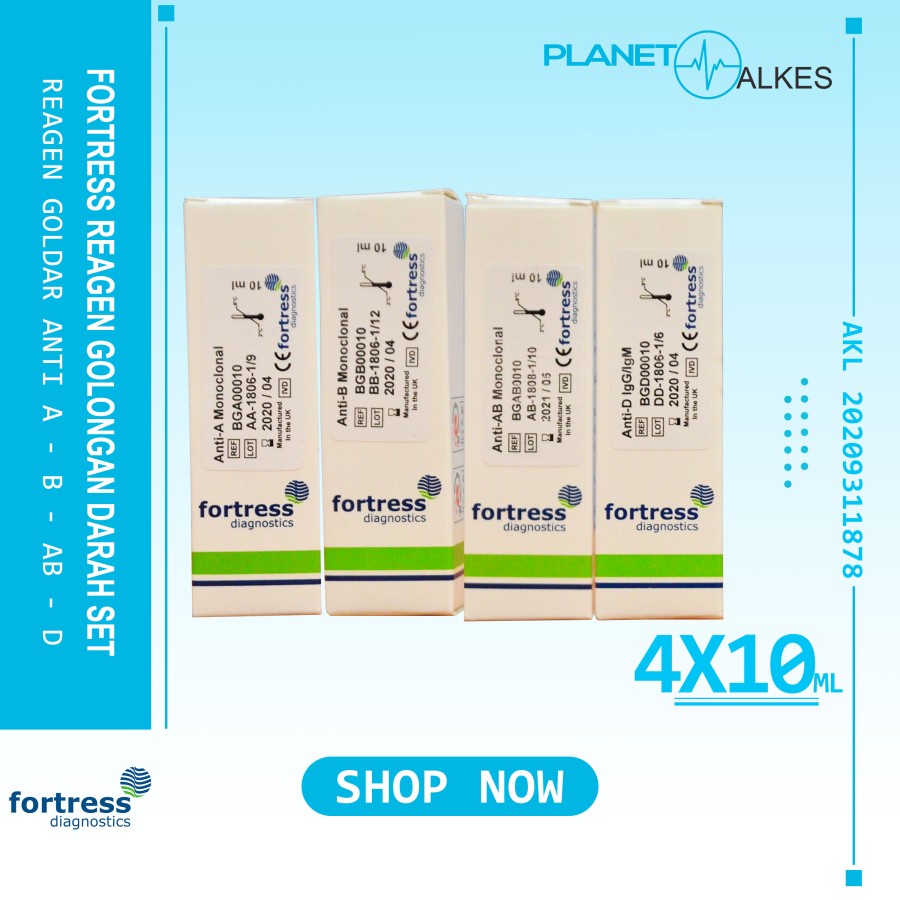 Set Serum Uji Golongan Darah FORTRESS Goldar Anti A, B, AB, D (Rhesus)