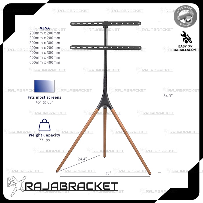 Bracket TV Standing 43 49 50 55 60 65 inch, Standing Tripod TV LED Aesthetic