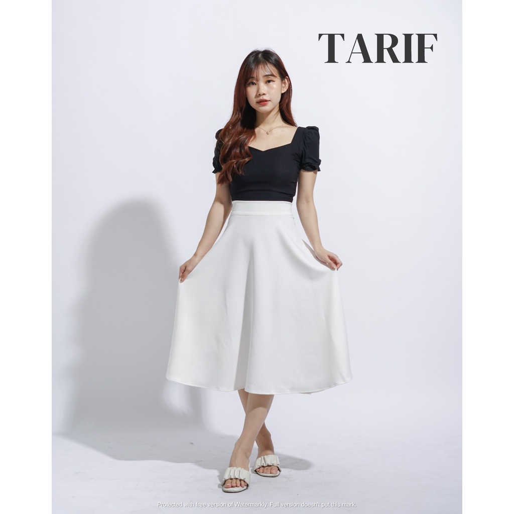 Natasya Midi Flare Skirt By TARIF - Rok High Waist 3/4