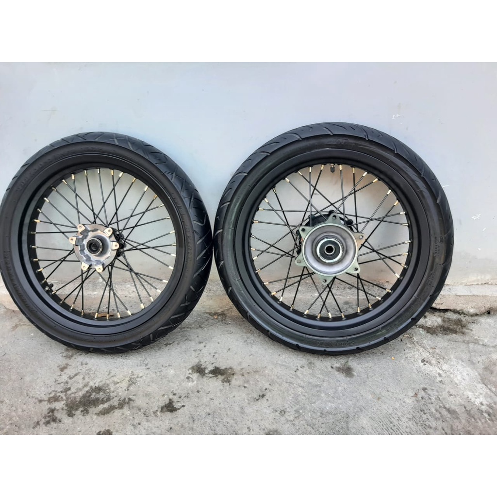 Roda Supermoto CRF 150 Ban Set CRF Supermoto Murah Wheelset CRF 150 Siap Pakai