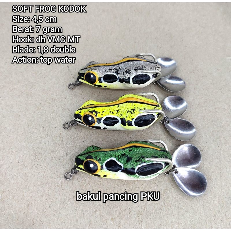 SOFT FROG REAL KATAK TOMPEL VMC MT HOOK. anyar gres lure. soft frog. sofrog. sof frog. sofrok.